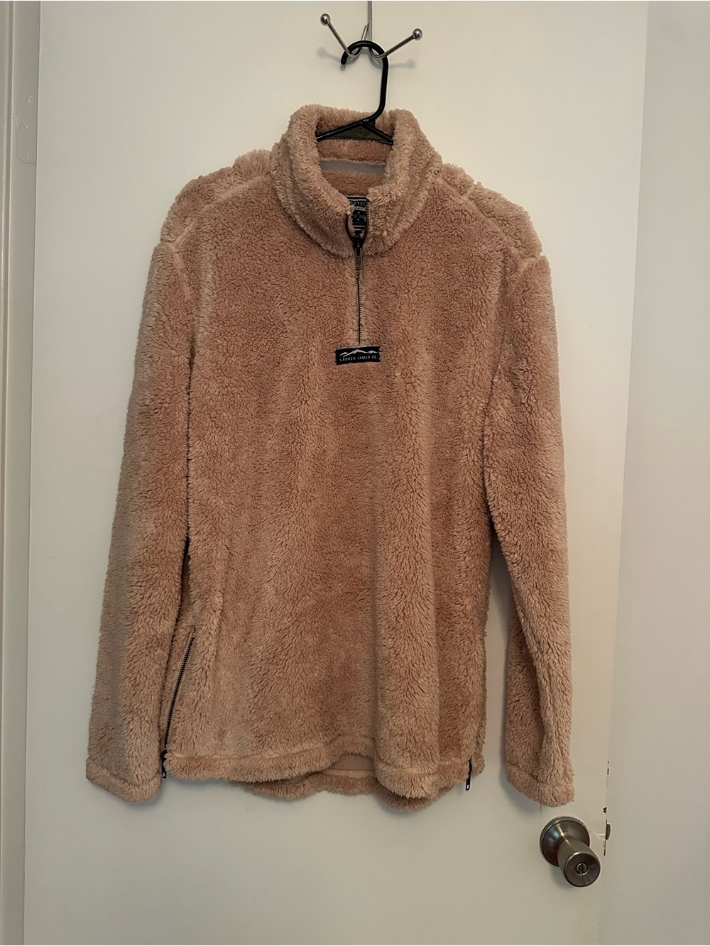 Lauren James Taupe Sherpa Half-Zip Pullover